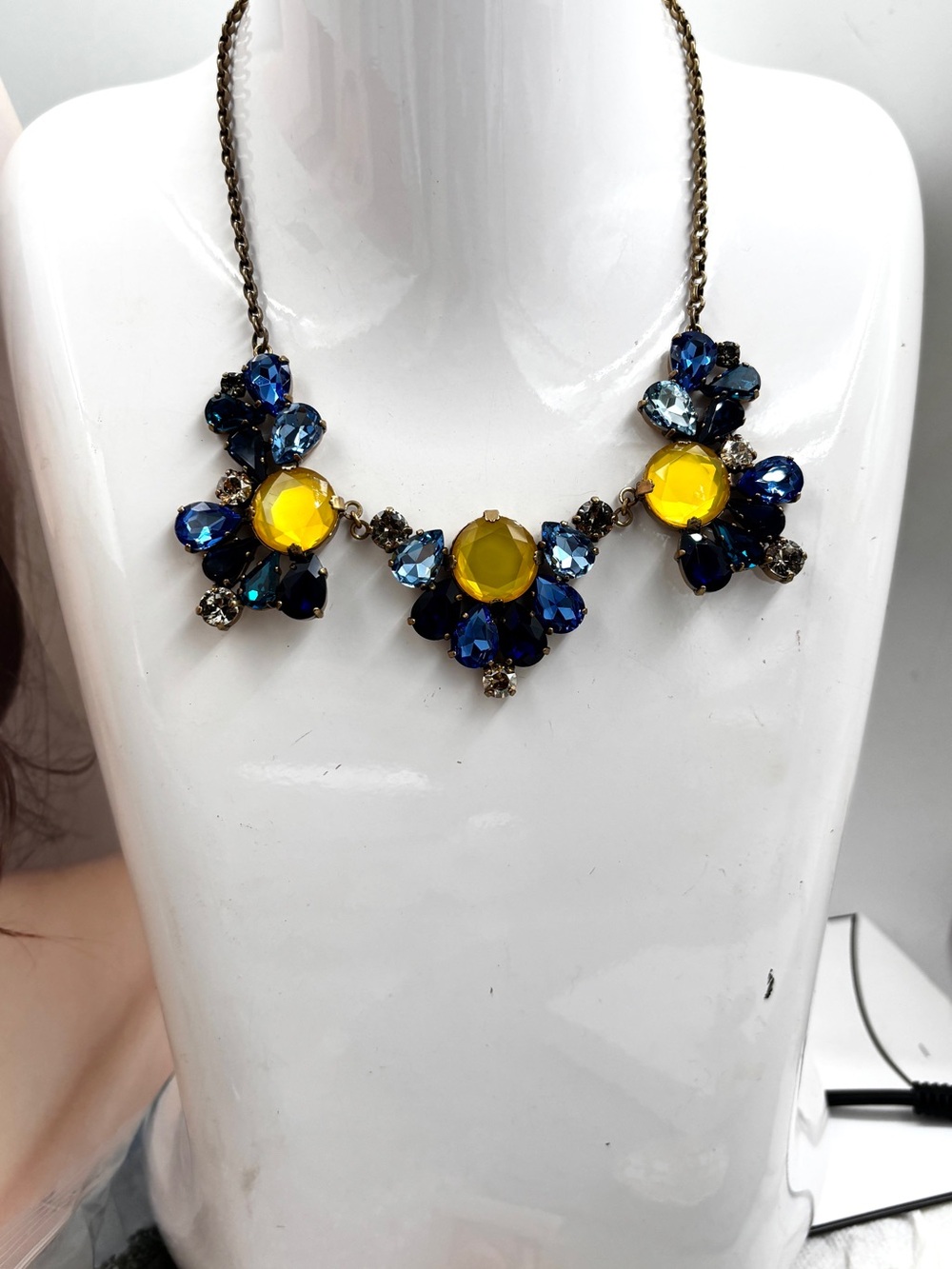 J.Crew Vintage Crystal Statement Flowers Necklace